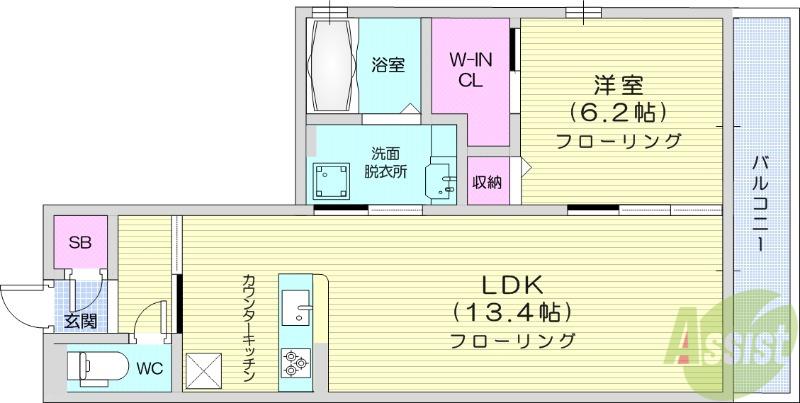 D-ROOM泉中央(1LDK/2階)の間取り写真