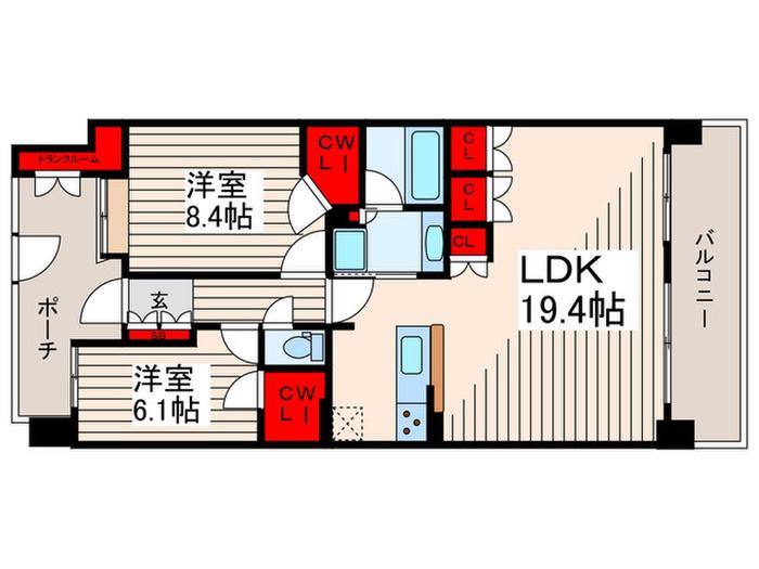 ニュートンプレイスノースコート(2LDK/10階)の間取り写真