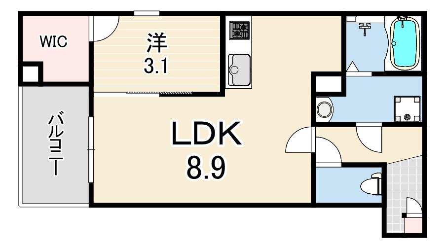 ジーメゾン西二見リュクス(1LDK/1階)の間取り写真