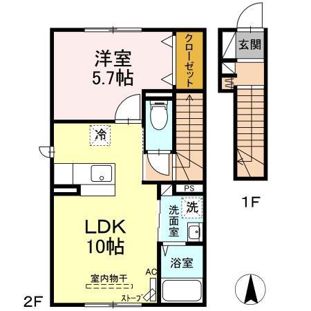 ファイン西大野(1LDK/2階)の間取り写真