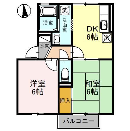 シャンエフ A(2DK/1階)の間取り写真