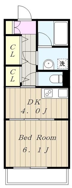 ロイヤルパーク多摩川(1DK/4階)の間取り写真