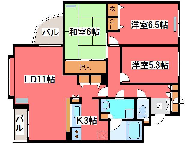 エテル513(3LDK/3階)の間取り写真