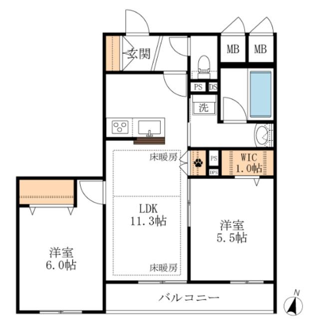LS PLUS八潮(2LDK/3階)の間取り写真