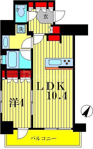 レックスお花茶屋ツインレジデンスウエスト(1LDK/11階)の間取り写真