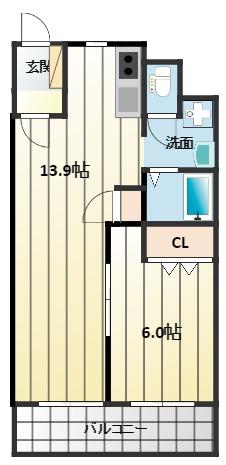 エクシードVIII(1LDK/3階)の間取り写真