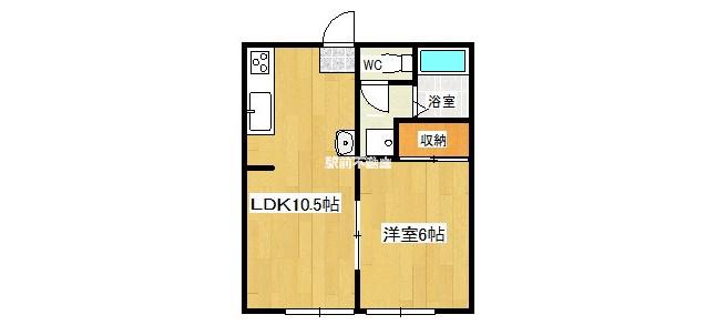東宮アパート A棟(1LDK/1階)の間取り写真