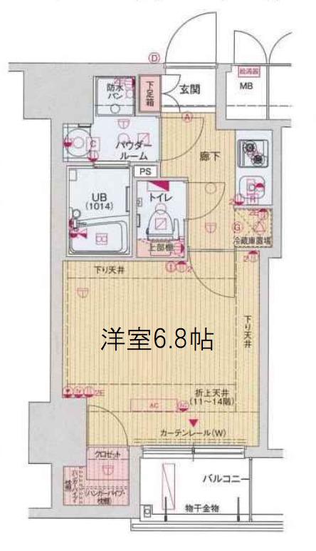 サムティ西長堀リバーフロント(1K/7階)の間取り写真