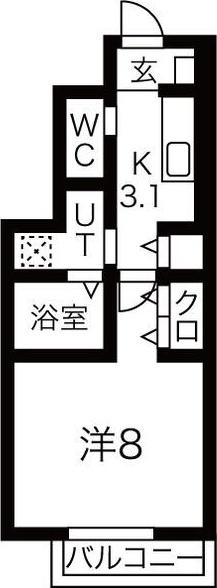 ロジェ コンフォールII(1K/1階)の間取り写真