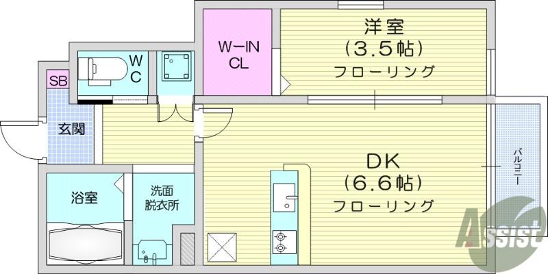 ファインコート(1DK/1階)の間取り写真