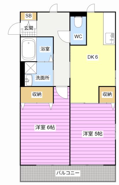 さつき荘(2DK/2階)の間取り写真