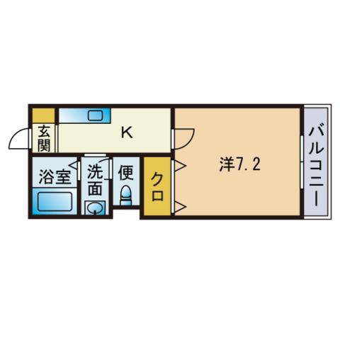 ペルソネ高宮(1K/4階)の間取り写真