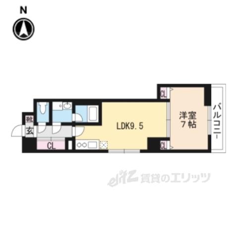 CITY SPIRE浜大津駅前(1LDK/7階)の間取り写真