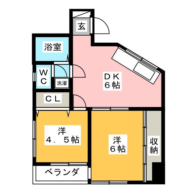 ピレーネ西日暮里(2DK/6階)の間取り写真