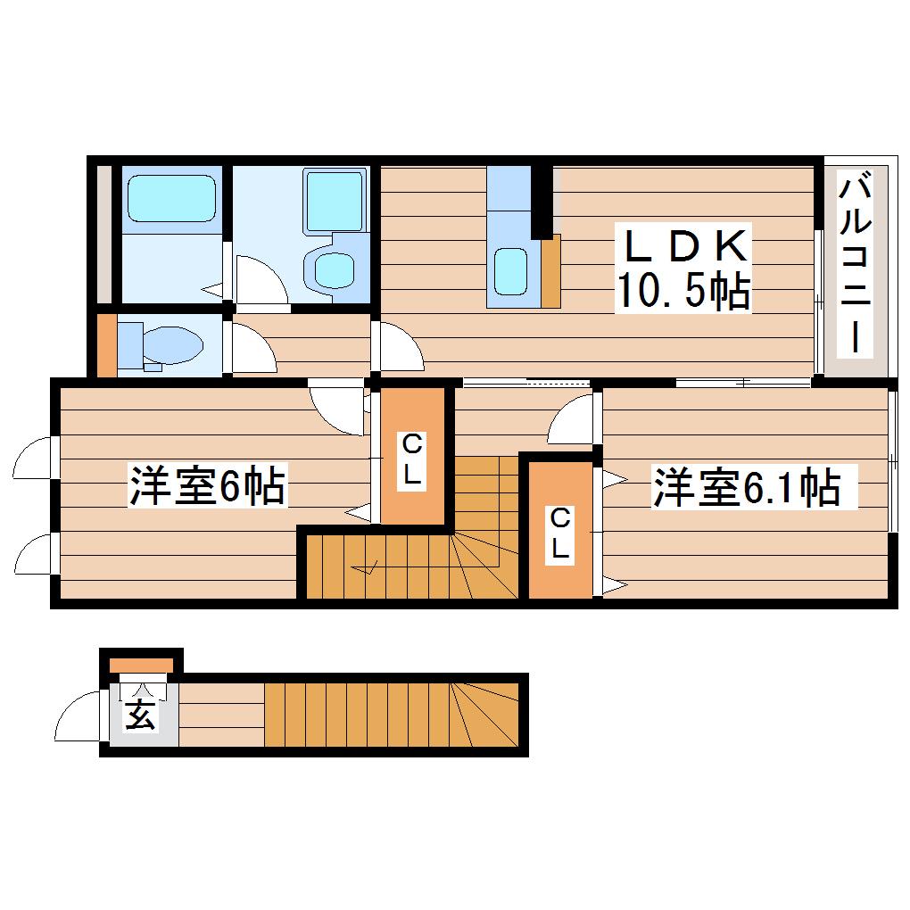 ブルーム・サティ(2LDK/2階)の間取り写真