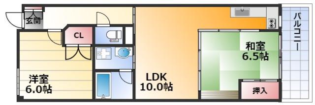 クリスタルシャトウ(2LDK/4階)の間取り写真