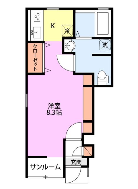 COMMON葛塚II(ワンルーム/1階)の間取り写真