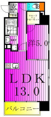 アーク柏レジデンス(1LDK/5階)の間取り写真