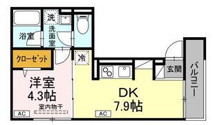 BELL III(1DK/3階)の間取り写真