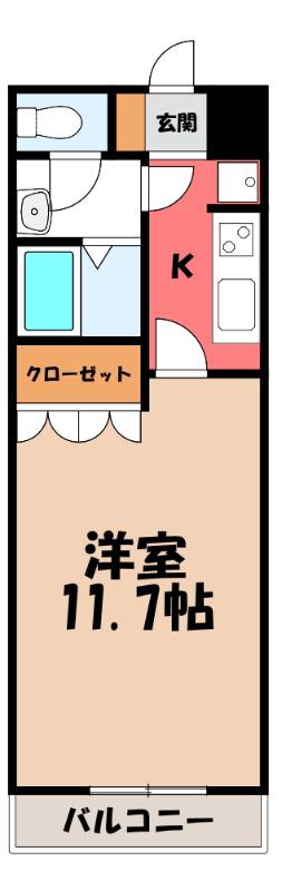 ピア・グランディール(1K/1階)の間取り写真