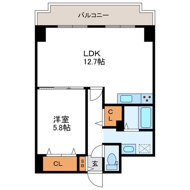 ル・ノール北9条(1LDK/2階)の間取り写真