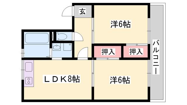 中村ハイツ(2LDK/3階)の間取り写真