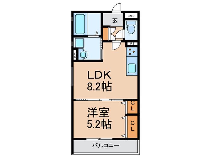 ラモーナ鶴橋(1LDK/3階)の間取り写真