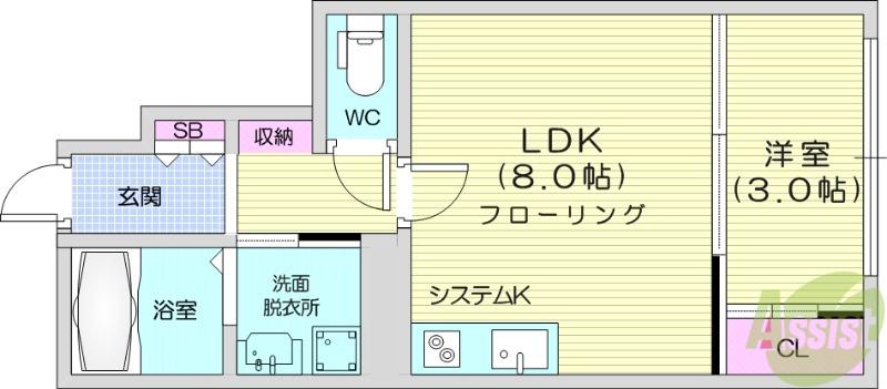 シルバーフォレスト(1LDK/1階)の間取り写真