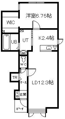 ソアラプレイスB(1LDK/1階)の間取り写真