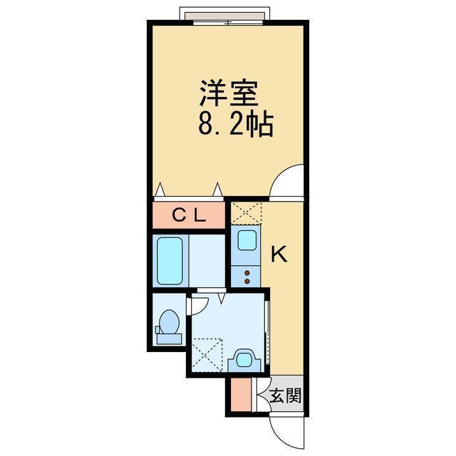 シンプルN(1K/1階)の間取り写真
