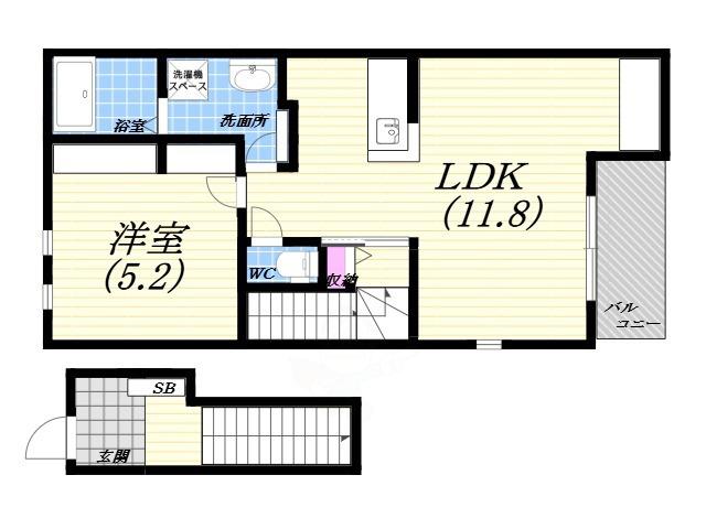 アドニス(1LDK/2階)の間取り写真