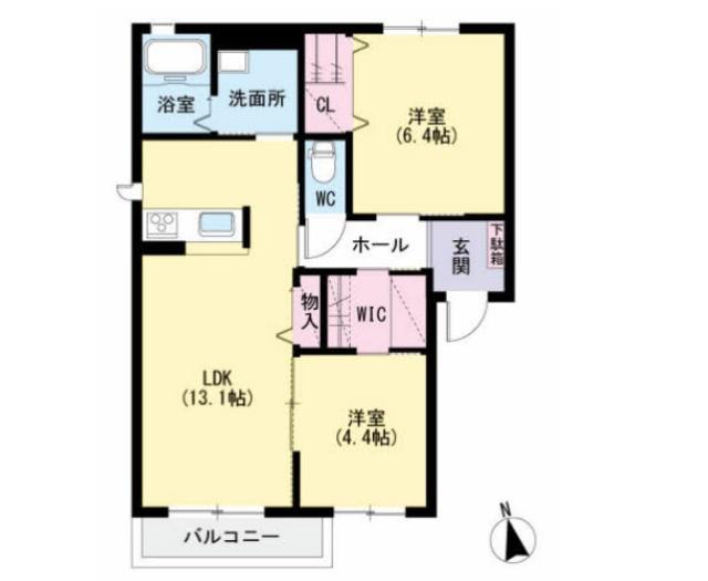 パストラーレ潤崎 C棟(2LDK/2階)の間取り写真