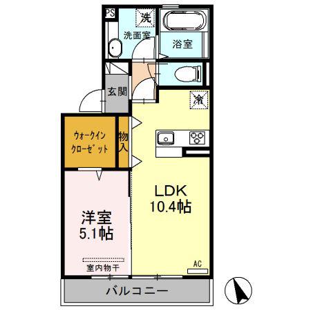ラ・ヴェスタII(1LDK/2階)の間取り写真