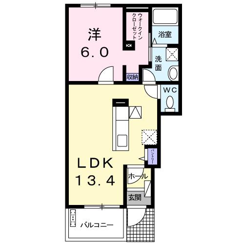 ルミナス名東 II(1LDK/1階)の間取り写真
