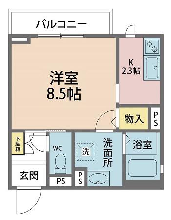 CRAVO(1K/3階)の間取り写真