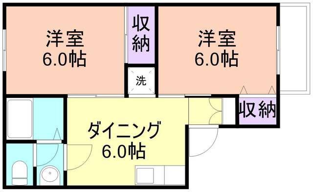 セジュール山口Ⅱ(2DK/2階)の間取り写真