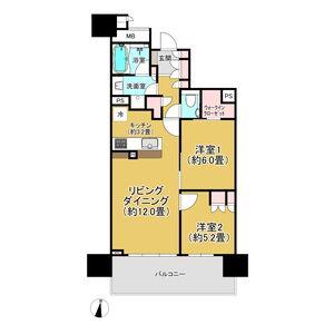 ザ・パークハウス名古屋伏見(2LDK/4階)の間取り写真