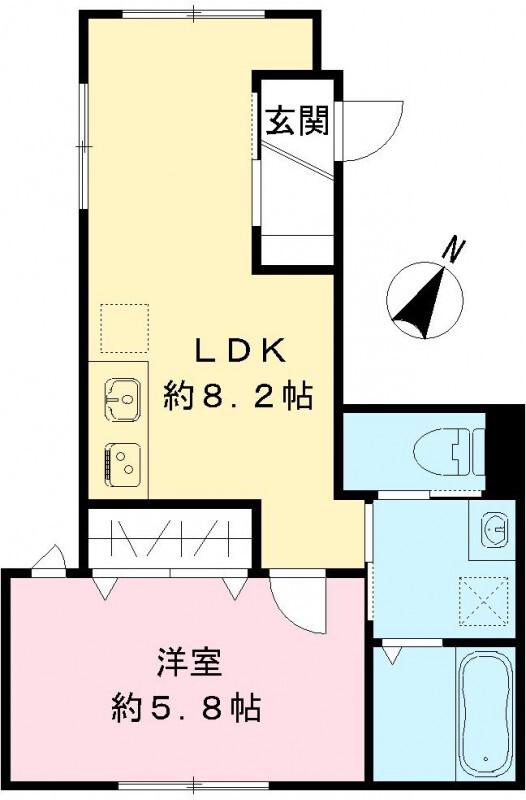 ルガロ西麻布(1LDK/1階)の間取り写真
