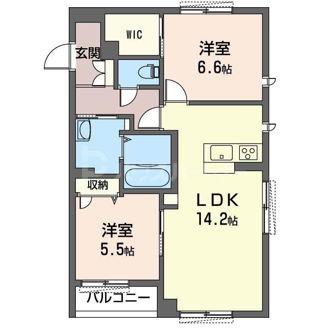 グラン・スイート B棟(2LDK/2階)の間取り写真