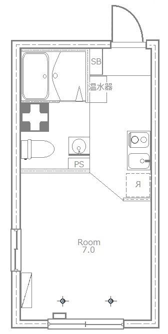たすきCRASSO都立大学A棟(ワンルーム/2階)の間取り写真
