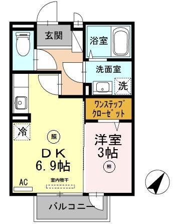 シエル・タデハラ(1DK/2階)の間取り写真