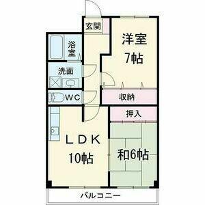サンハイツ若草(2DK/3階)の間取り写真