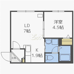シティレジデンス西町南(1LDK/2階)の間取り写真