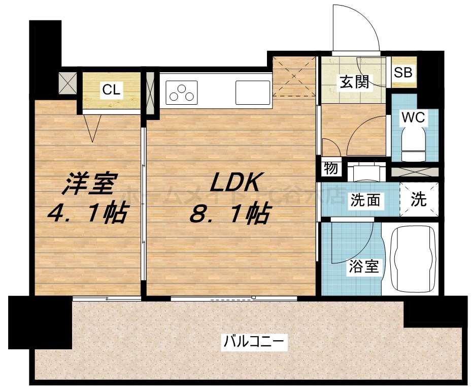 セイワパレス玉造駅前(1LDK/4階)の間取り写真