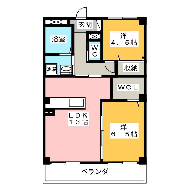 CASSINO(2LDK/2階)の間取り写真