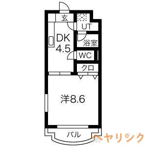ラフォレノアール(1DK/3階)の間取り写真