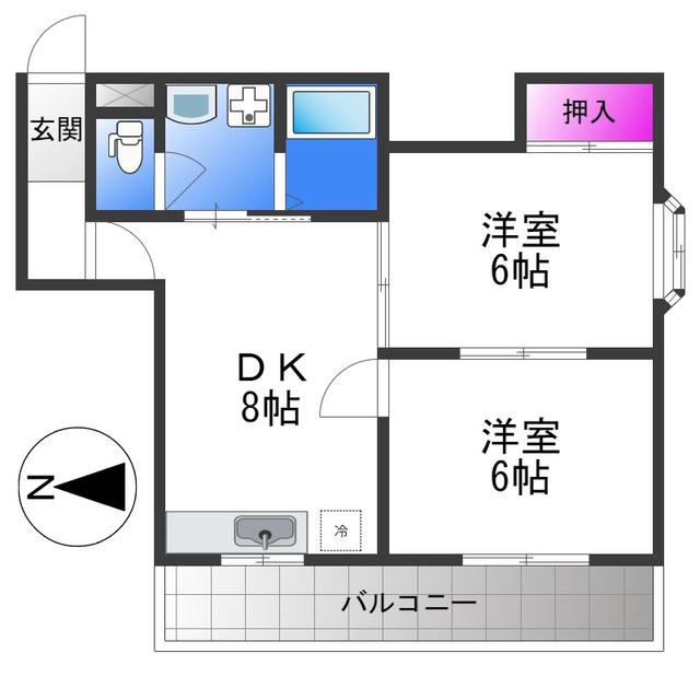 クロス9パーク神田(2DK/4階)の間取り写真