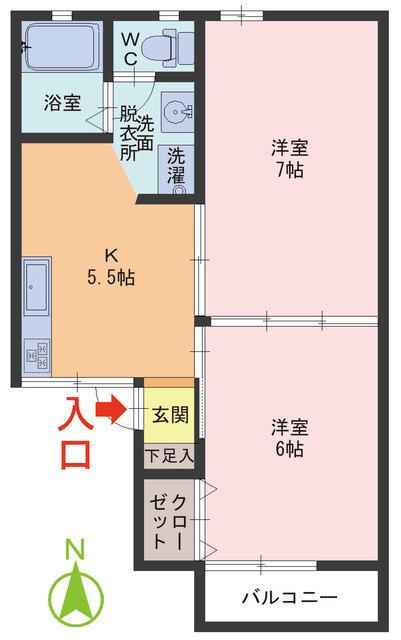 セジュールアムス3(2DK/1階)の間取り写真