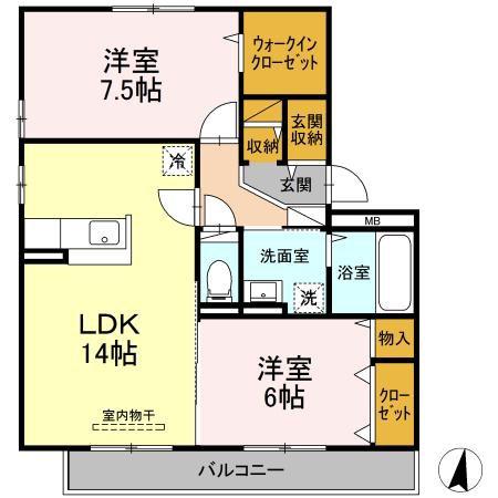 アエル湘南(2LDK/1階)の間取り写真