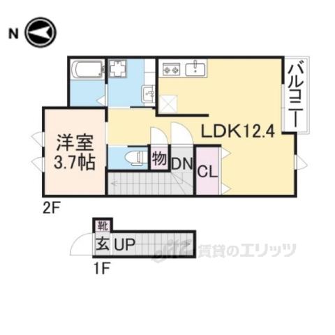 DHCR彦根古沢町(1LDK/2階)の間取り写真